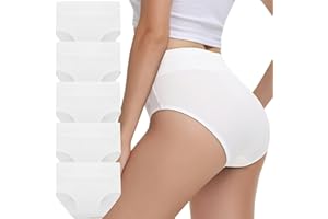 IceReco Unterhosen Damen Baumwolle 5er Pack Hohe Taille Slips Unterwäsche Atmungsaktiv Stretch Weich