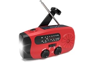 FUHUIHE Radio solaire à remonter, radio d'urgence, radio solaire d'urgence portable, banque d'alimentation rechargeable de 2000 mAh, alarme SOS, chargeur de téléphone USB, utilisation d'urgence pour le