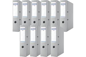 ‎OFFICER PRODUCTS DONAU Premium Ordner Breit 10er Pack/DIN A4 / 7,5 cm / 10 Stück/Grau/Kunststoffbezug PP/Carton Papier Schlitzordner Büroordner Aktenordner Ringordner/Grünen Punkt