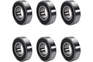 Othmro Lot de 6 Roulements à Billes à Double, 15x32x9 mm, Roulements à Billes en Acier au Carbone avec Double Blindage, Roulement à Billes à Gorge Profonde 6002-2RS, pour Machines de Jardin et Outils