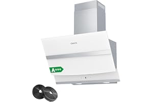 CIARRA Angled Cooker Hood 60cm ASW6736N Class A+++ 650m³/h Touch Control Wall Mount hood with Carbon Filters Recirculating&Ducting LED Lights 600mm Kitchen Extractor Fan