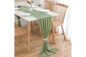 CHUQING Runner Tavola Chiffon, Verde Salvia - Verde, 70X300 cm, Lavabile, per Uso Interno Ed Esterno