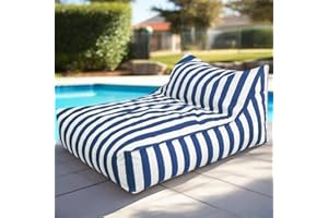 SXBCyan Puffs Flotantes For Piscina - King Outdoor - Funda Impermeable Oxford For Puff, Tumbona Flotante, Sin Relleno, A Rayas, For Playa, Sofá Cama(Dark Blue)
