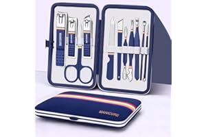 Rich Bunny Professional Nail Clippers Set, 11PCS Stainless Steel Manicure Set with Compact Travel Case - Nail Care Tools for Men & Women, Pedicure & Grooming Nail Kit for Home or Travel (Royal Blue)