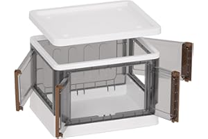 HAIXIN Boite rangement plastique, 26L boite de rangement Pliable caisse rangement, avec couvercle et 4 roulettes Empilable, aux Vetements Jouets, Rangement Cuisine, Chambre à Coucher (lot de 1)