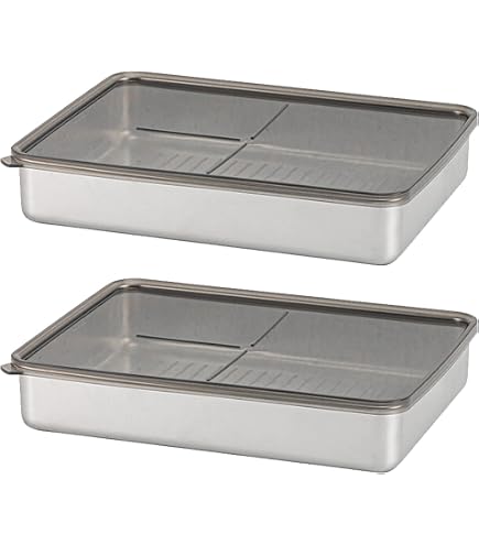 Set 4 Contenitori Per Alimenti In Acciaio Inox Con Coperchio - Porta Salumi E Formaggio Impilabili Per Frigorifero