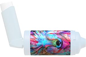 The Inhaler Tailor Spacer Cover in Over 30 Designs – Vegan Leather Spacer Case for Kids and Adults – Handmade in England (Wild Wolf, AeroChamber Plus Flow-Vu)