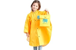 BWBIKE Kinder Regen Poncho Wasserdichte Regen Cape Faltbare Regenbekleidung Nette Kinder Regenmantel Unisex Leichte Schultasche Wasserdichte Kapuze Regen Mantel