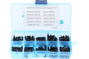 HILITAND M2 Standoff Kit, 180pcs Schwarz M2 Male Female Standoffs Schrauben Muttern Sortiment Kit mit Box
