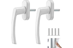 Set med 2 aluminiumfönsterhandtag, 35 mm stånglängd fönsterhandtag med dolda skruvar, ersättning för PVC trä aluminium, universellt med monteringsskruvar, robust och pålitlig