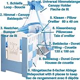 PRINZ blau Babyzimmer Möbel Komplettset für Jungs mit Kinderbett 120×60 Wickelkommode 9 teiligen Bettwäsche Set weiss - 5