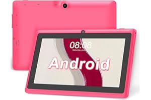 Haehne Tablette 7 Pouces Android, Double Caméras, WiFi, Bluetooth, Rose