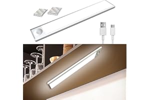 AVACOM Bajo el gabinete de luz de la cocina 39 LED,gabinete de iluminación LED con sensor de movimiento,USB recargable regulable lámpara LED,1100 mAh Led Light Bar,6000K blanco sensor de movimiento de luz