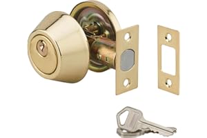 THIRARD - Serrure horizontale tubulaire en applique à bouton pour porte d'entrée, axe réglable, doré, 3 clés