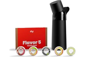 AIR UP Oryginalny zestaw startowy do butelek, zawiera kapsułki w 5 smakach, bez cukru I 480 ml izolowana butelka o smaku, utrzymuje zimną wodę przez 14 godzin I czarny