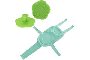 IKOPFLN 1pcs Babybadenetzt Baby Mit 1 Silikon-Shampoo-Bürste,Verstellbares Badesitznetz, Baby Badekissen, rutschfestes Badesitznetz,Baby Badewanne Pad für Neugeborene Verstellbar