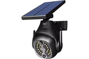Vistrix Solar Security Lights Outdoor Motion Sensor, Solar Powered Dummy CCTV Camera Deter Intruders, LED Outdoor Lights with PIR Sensor, Powerful Floodlight Bulbs, IP65 Waterproof