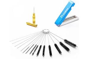 Pronese 3 Set Carbon Dirt Jet Remove Cleaner For Carburetor, Airbrush, Spray Gun-5 Cleaning Needles+10 Nylon Brushes +13 Pieces Cleaning Wires Set + 1 Sharpen Pick Tool Kit，Remove Nozzle Paint, Dirt
