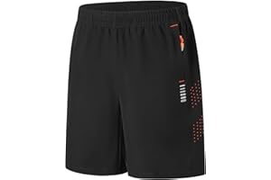 Ewbob Boys Shorts Kids Sport Breathable Waterproof Football Gym School PE Shorts with Elastic Waistband Zipper Pocket 5-13Years