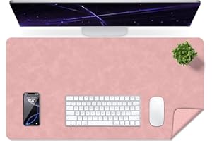 BLESWIN Protezione per Scrivania in pelle Invecchiata, Tappetino Impermeabile per Computer, Tappetino per Laptop, Tappetino per Ufficio Facile da Pulire, Tappetino per Scrivania Grande (Rosa, 90x43cm)
