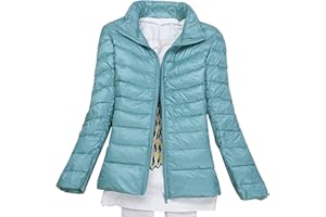 KeYIlowys Piumino Leggero Primaverile E Invernale Tinta Unita Colletto in Piedi Slim Plus Size Piumino Corto da Donna