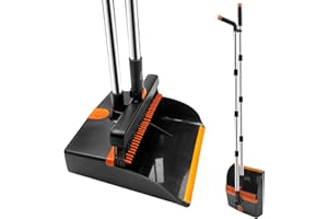 Relota balai et pelle Combo, balayette pelle ensemble, balais avec Manche Réglable, brosse nettoyage, Pliable pelle avec Dents, Tête de Balai Rotative à 180 Degrés, pour intérieur et extérieur