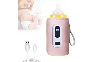 ZEBBYEE Scaldabiberon Portatile USB con Indicatore, USB Scaldabiberon Borsa Termica Borsa per Biberon da Viaggio, Temperatura Costante Biberon Riscaldatore, Regolabile a 5 Velocità per Auto, Viaggi, Casa
