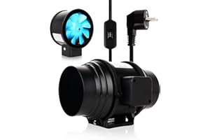 Brogachy Extractor de Aire 125 mm, Ventilador de extracción 295m³/h, extractor industrial, extractor para Carpas de Plantación, Baños, Cocinas, Garage, Ventilación Interior.