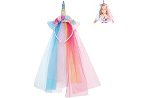 WEPLODA Einhorn Haarreif Mädchen mit Tüll, Mädchen Einhorn Haarreif Regenbogen, Einhorn Haarreif, Mädchen Kinder Geburtstag Einhorn Party Dekoration Geschenke