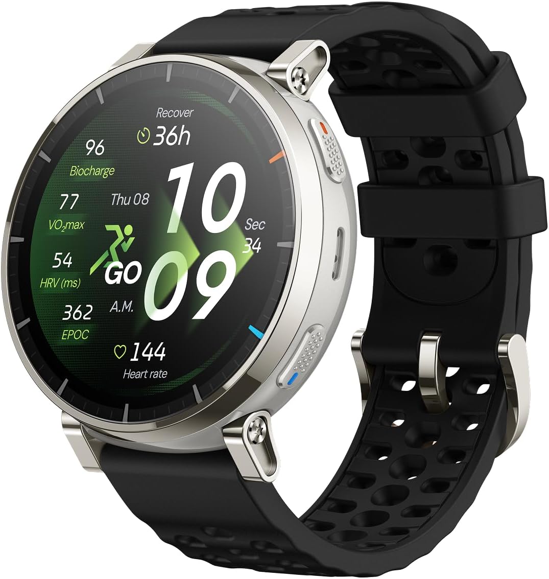 Amazfit Active 3 Premium Reloj Inteligente GPS Running, Pantalla AMOLED 1,32" Zafiro, Batería de 12 Días, 4GB, NFC, Mapas Offline, 170+ Modos de Entrenamiento, 5 ATM, Smartwatch para Android iPhone