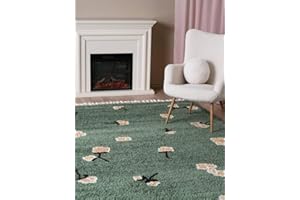 RugVista Linnea, Dywan dziecięcy, Shaggy/Handloom, 300 x 200 cm, Prostokąt, Wysoki, Pokój dzienny, Sypialnia, Czyścić wyłącznie chemicznie, Bez niebezpiecznych chemikaliów, Zielony