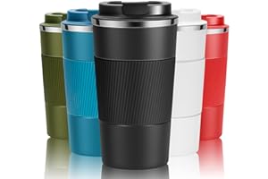 YINJOYI Travel Mug Reusable Coffee Cups 510ml/18oz Thermal Insulated Vacuum Insulation Stainless Steel Bottle for Hot Cold Drinks Black