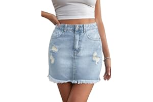 JayscreateEU Damen Sommerrock Jeansrock Enger Rock Minirock mit Tasche Hüftrock A-Linie Rock