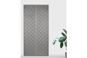 HILEYOLLA Tenda per Porta Isolante Termico e Acustico, Magnetica Autoassorbente, Anti Freddo per Cucina e Casa, Zanzariera, Nessuna Perforazione Necessaria (Grigio, 80 x 210)