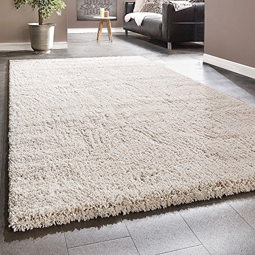 Shaggy Teppich Rio XXL Super Shaggy Hochflor Langflor Uni Creme, Grösse:120x170 cm
