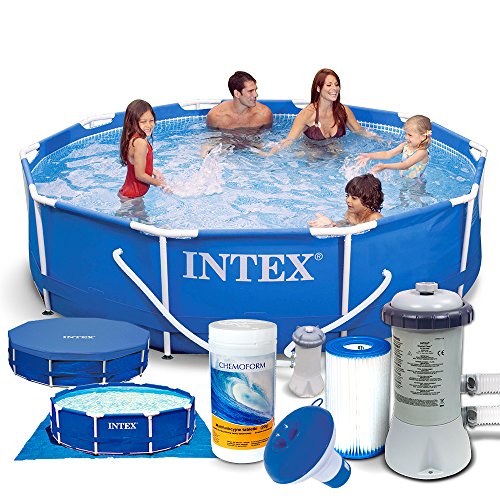 7in1 Set Gartenpool Metal Frame 305 x 76cm INTEX 28200 mit Filterpumpe 1250 Liter / Stunde und Zubehör
