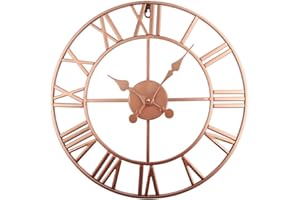 Timelike Stunning Silent Skeleton Indoor/Garden Large Wall Clock Roman Numeral Open Face Metal Clock Round Iron