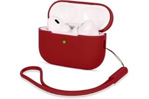 AOTUAO Compatibile con AirPods PRO 2 Custodia Case Cover, Case Protettiva Antiurto Antiscivolo in Silicone per AirPods PRO 2 Seconda Generazione 2022 Custodia con Silicone Lanyard, Burgundy
