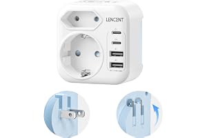 LENCENT Fällbar Reseadapter – Japan Adapter, Tyskland till Japan med USB C