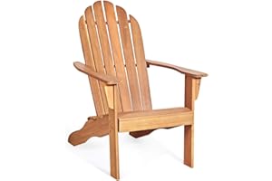 GOPLUS Fauteuil Jardin Exterieur avec Dossier Incurvé, 87 x 69 x 102 CM, Fauteuil Adirondack en Bois Massif, Chaise Adirondack, Charge 160 kg, Idéal pour Jardin, Terrasse, Piscine (Naturel)
