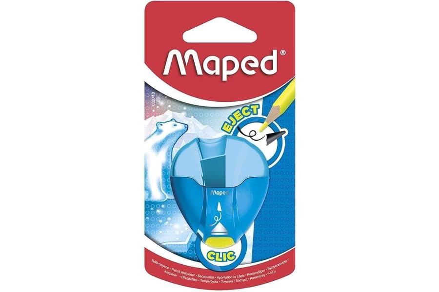 Maped - Material Escolar - Sacapuntas I Gloo Eject - Sacapuntas con Depósito - Expulsa las Minas Rotas - 1 Orificio para Afil