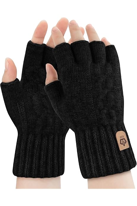 Guanti Senza Dita, 100% Alpaca, Scalda Polsi In Lana Lavorata A - Foto 9