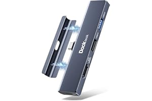 Dockteck Hub USB C do iPada Pro, wieloportowy adapter Dockteck 5 w 1 z HDMI 4K 60Hz 100W PD, USB 3.0, Audio, magnetyczny uchwyt dokujący USB C do iPada Pro 2022/2021 / 2020/2018 iPad Air iPad Mini 6