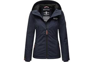 MARIKOO leichte Damen Übergangsjacke kurz Outdoor-Jacke mit Jersey-Innenfutter und großer Kapuze Brombeere XS-XXL