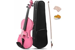 LALAHO 4/4 Violin for Beginners Students, Full Size Violin, Acoustic Fiddle Set with Portable Case, Premium Bow, Premium Rosin (Pink)