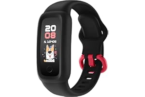 BIGGERFIVE Vigor 2 Orologio Fitness Tracker Bambino Bambina con Contapassi, Cardiofrequenzimetro, Monitor del sonno, Impermeabile IP68 Orologio Digitale Smartwatch per Bambini 5-12 Anni, Nero