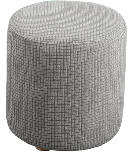 Uyeoco Housse De Pouf Ottomane Rond/Carré Extensible, Petite/Grande Housse De Tabouret Confortable Et Anti-poussière Pour Tabouret Rond, Housse De Pouf Lavable En Machine Avec élastique(G2,D25xH17cm