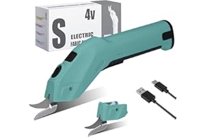 XSTARG Tijera Electrica, 4V Tijeras Electricas Costura, 2500mAh Tijeras electricas carton, 2 cuchillas de corte Para Tela Para Cartón Cuero Alfombra PVC