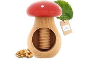 ‎HOFMEISTER HOLZWAREN HOFMEISTER Pilz Nussknacker aus Buchenholz, handgefertigt in Europa, knackt Jede Nuss mit wenig Stärke, ideal für Kinder, Nussschalen bleiben im Cracker