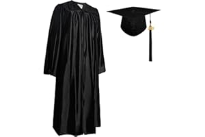 GraduationMall 2025 Glänzend Abschluss Talar und Doktorhut für Unisex Bachelor Akademischer Talar mit Hut 12 Farbe